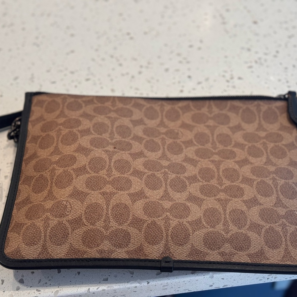 Coach Brown Laptop Bag with Monogram Pattern